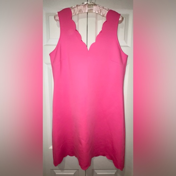 Lilly Pulitzer MIKAYLA scallop hem pink Shift Dress size Large. NWOT. - Picture 2 of 13